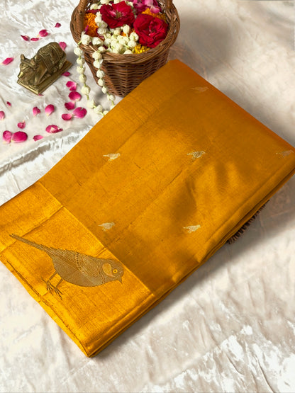 VIRASAT 371: Chocolate Brown Pure Mulberry Silk Saree with Zari Work
