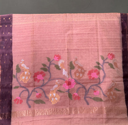 "Founder Choice 018" Banarasi Rich Tusser Tissue Silk Pure Muslin Saree