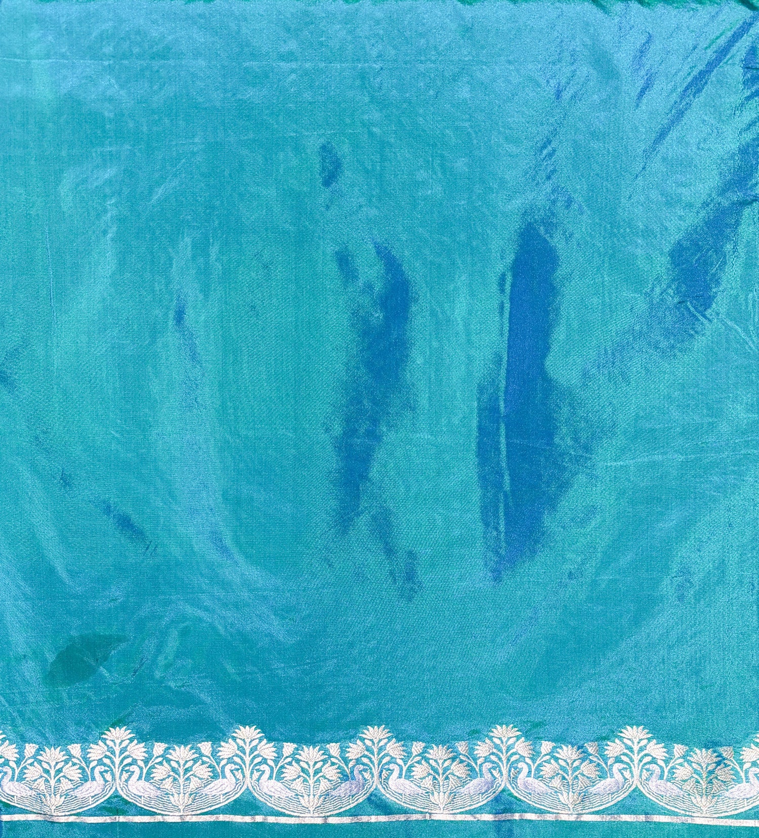 Waah Banaras 106: Turquoise Blue Semi Katan Banarasi Saree with Sona Rupa Zari Elegance