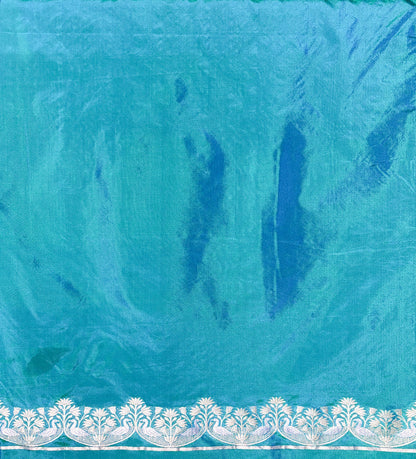 Waah Banaras 106: Turquoise Blue Semi Katan Banarasi Saree with Sona Rupa Zari Elegance