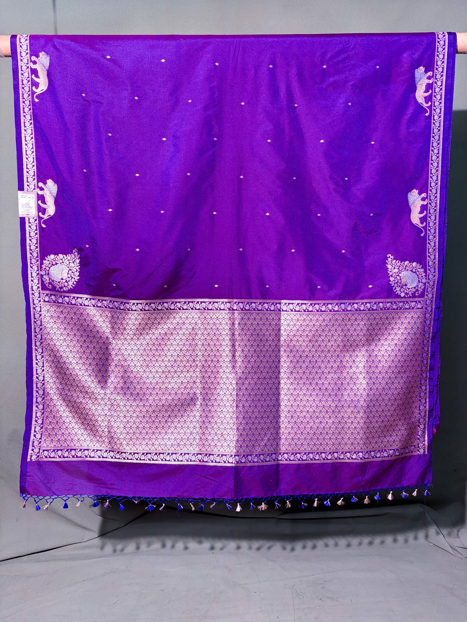 Waah Banaras 108: Royal Violet Semi Katan Banarasi Saree with Sona Rupa Zari &amp; Heritage Motifs