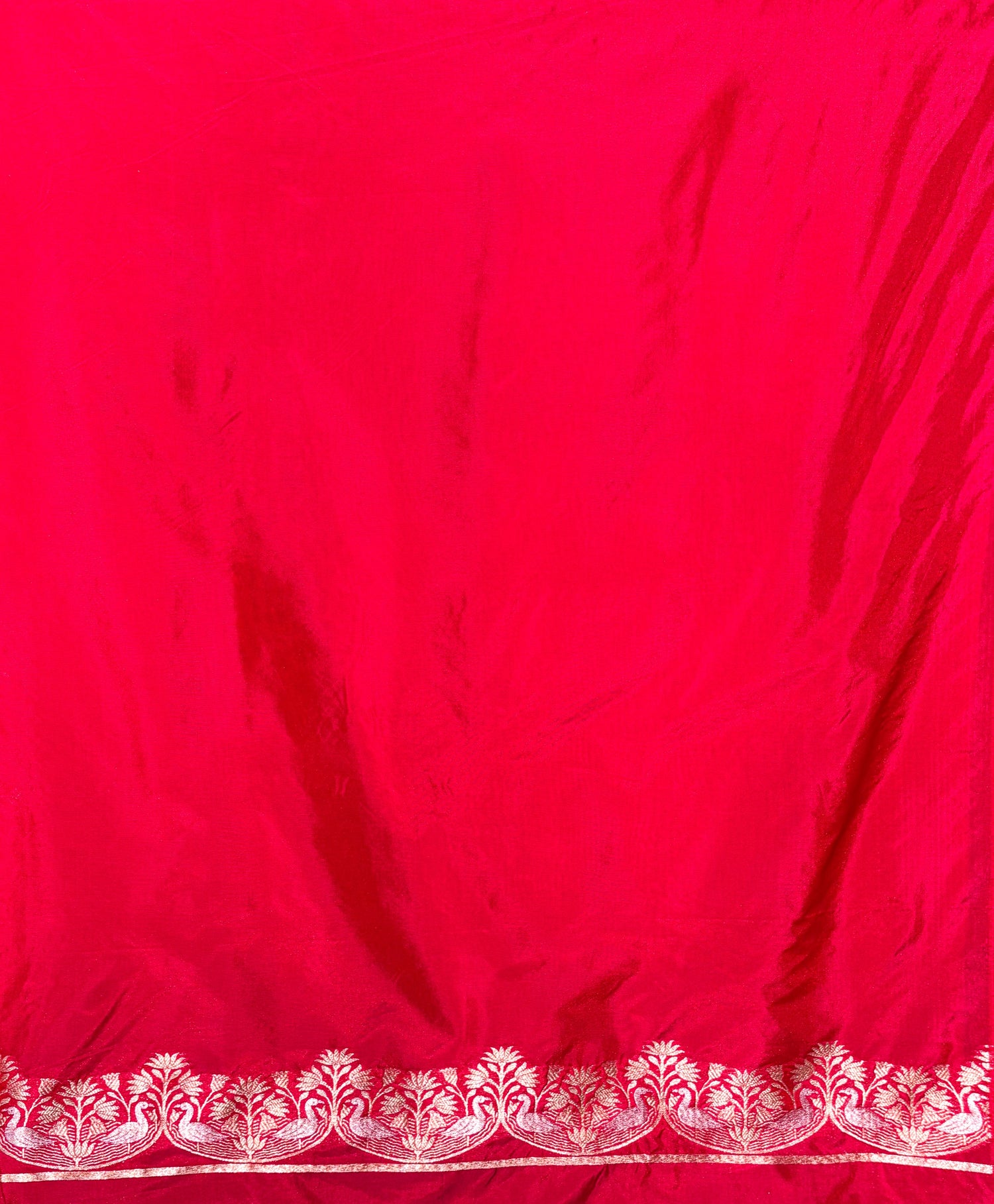 Waah Banaras 107: Crimson Red Semi Katan Banarasi Saree with Sona Rupa Zari Elegance