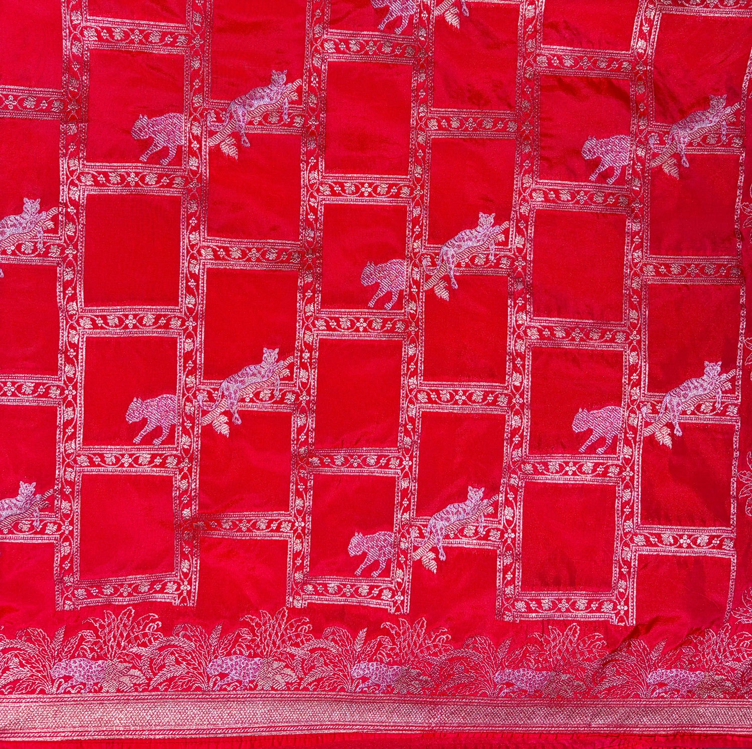 Waah Banaras 109: Royal Dual Tone Rust Red Semi Katan Banarasi Saree with Sona Rupa Zari &amp; Heritage Jaal Design