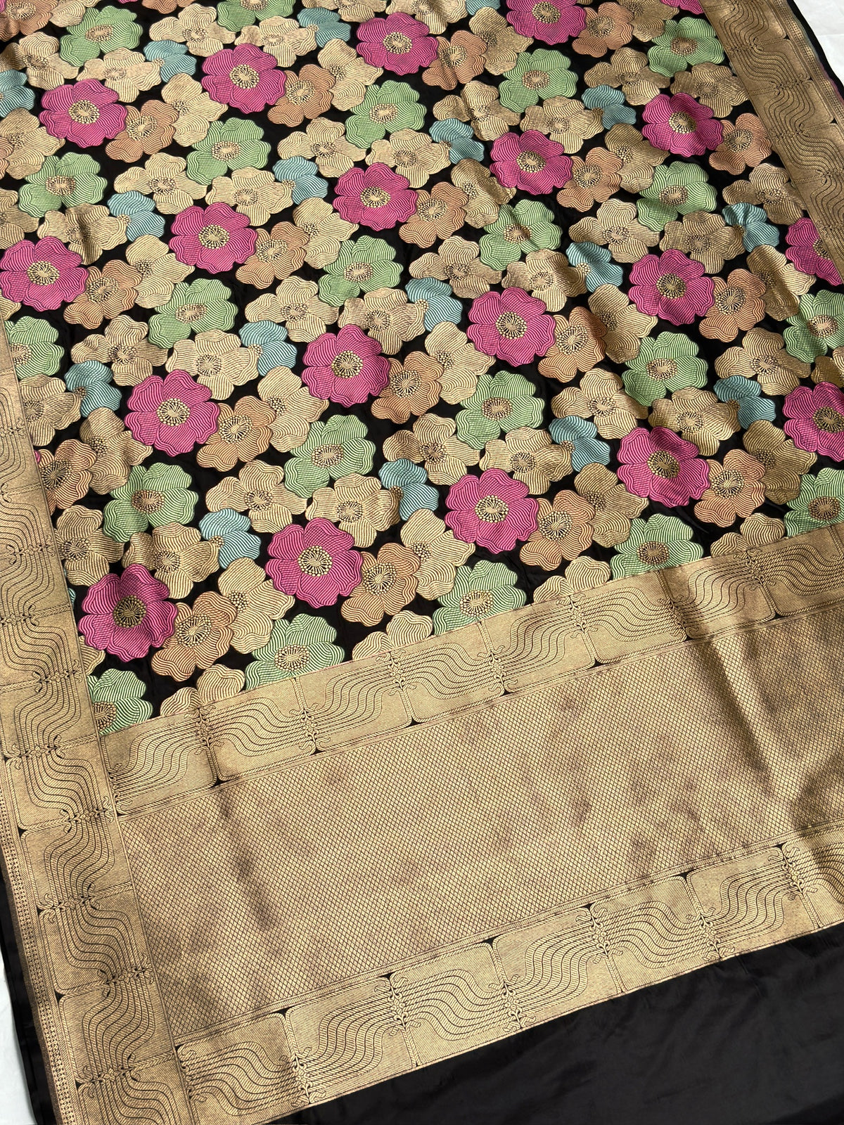 VIRASAT 425: Pure Handloom Katan Silk Meenakari Floral Saree – Inspired by the Timeless Elegance of Mrs. Nita M. Ambani