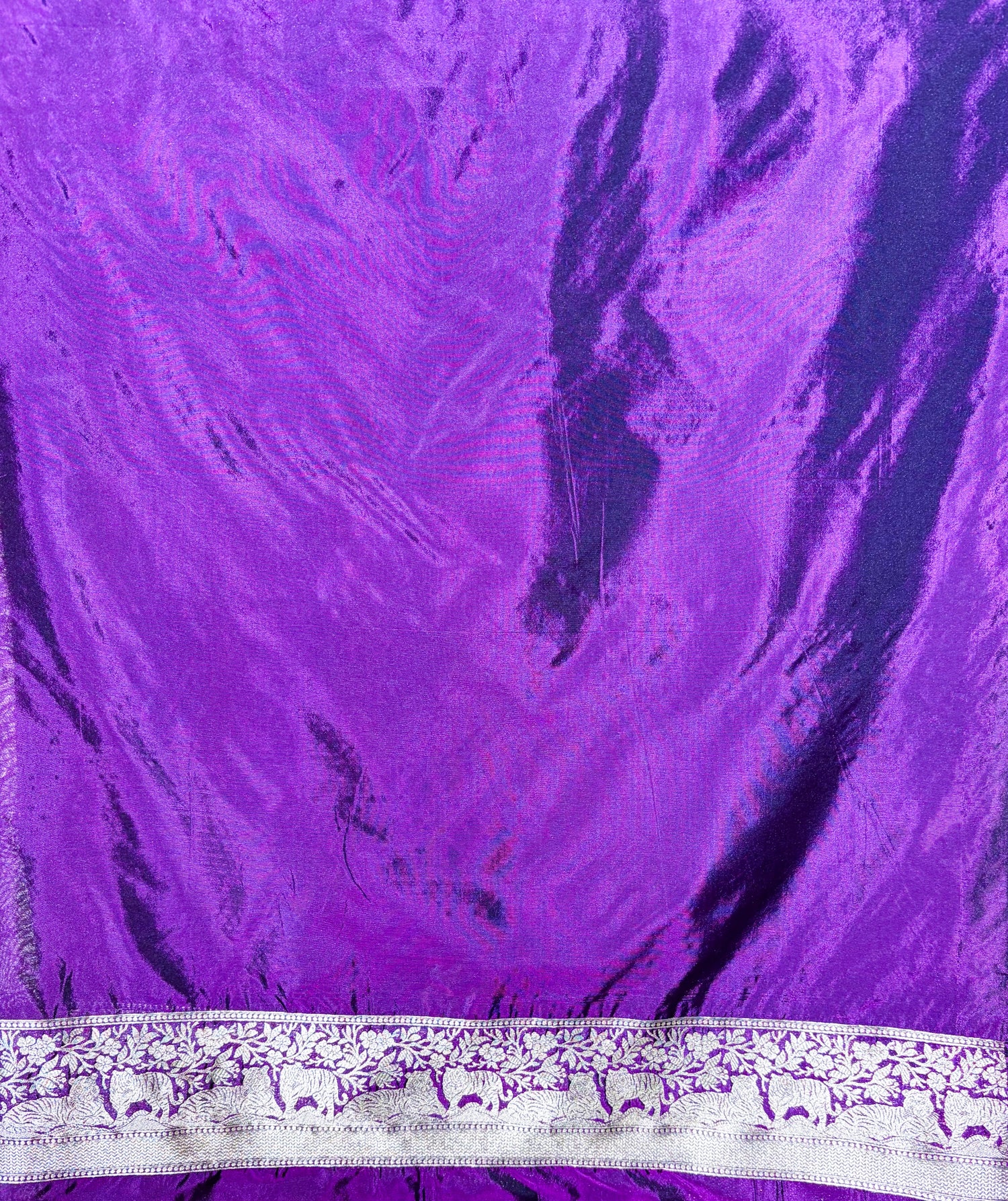 Waah Banaras 146: Bright Purple Regal Lion Motif Gold Zari Brocade Katan Silk Saree