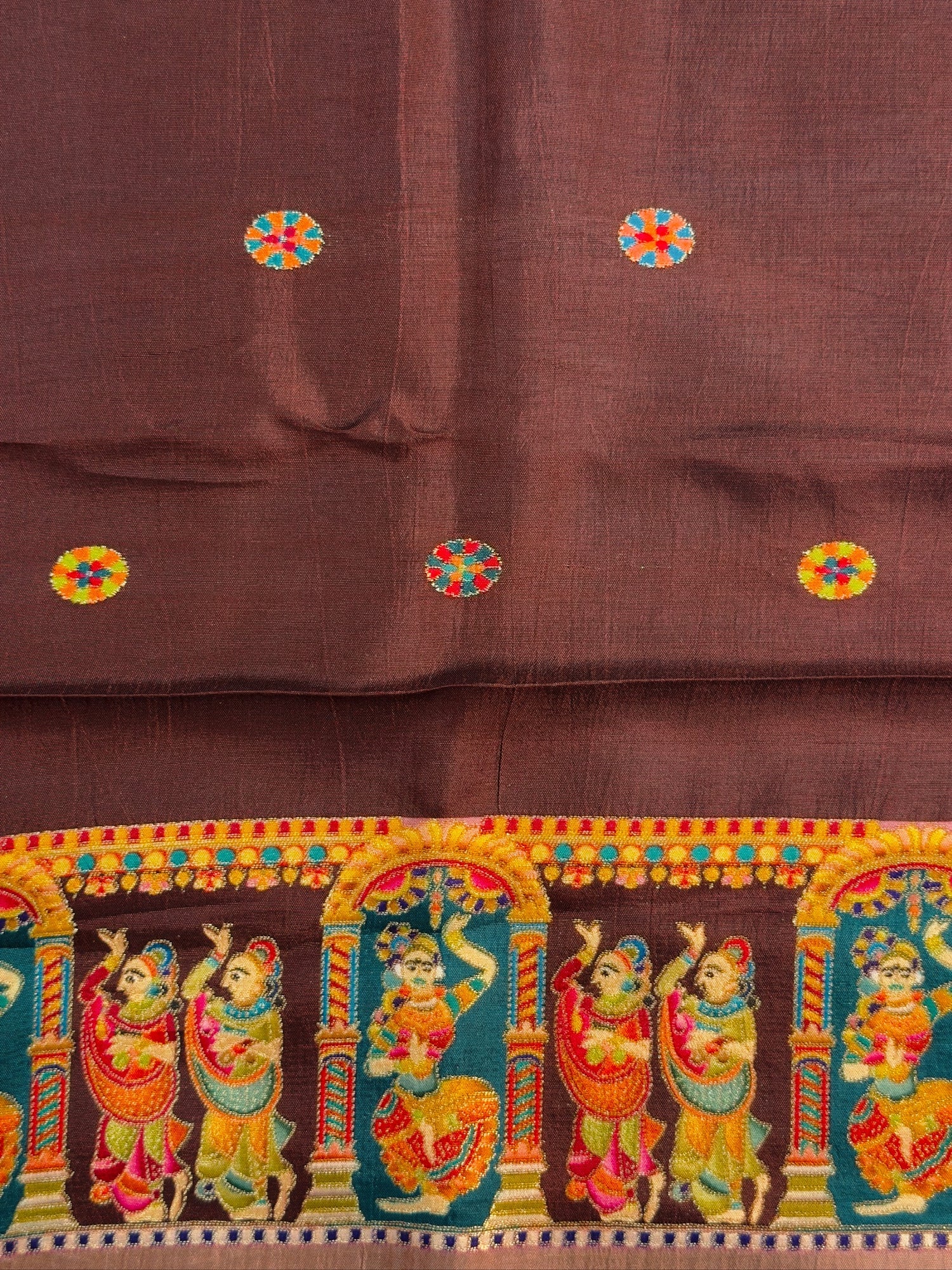 UTSAV BANARAS 477B: Dusty Pink Butter Silk Saree with Heritage Position Print &amp; Contrast Blouse