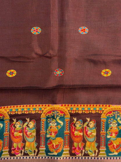 UTSAV BANARAS 477B: Dusty Pink Butter Silk Saree with Heritage Position Print &amp; Contrast Blouse