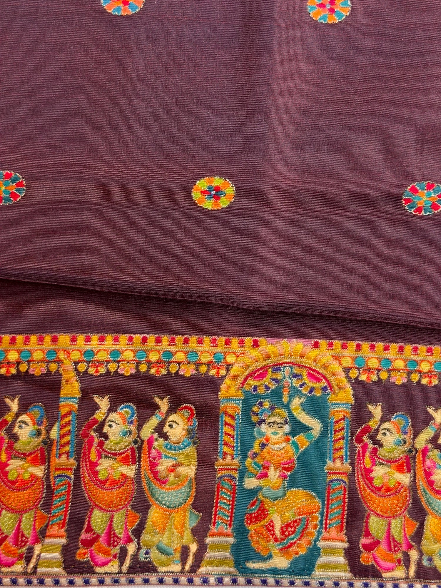 UTSAV BANARAS 477: Onion Pink Butter Silk Saree with Heritage Position Print &amp; Contrast Blouse