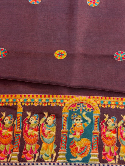 UTSAV BANARAS 477: Onion Pink Butter Silk Saree with Heritage Position Print &amp; Contrast Blouse