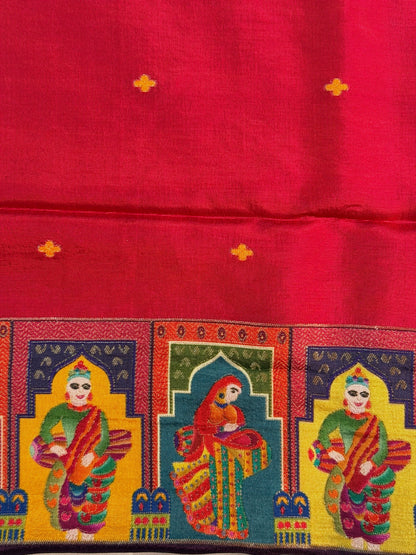 UTSAV BANARAS 475E: Purple Butter Silk Saree with Heritage Position Print &amp; Contrast Blouse