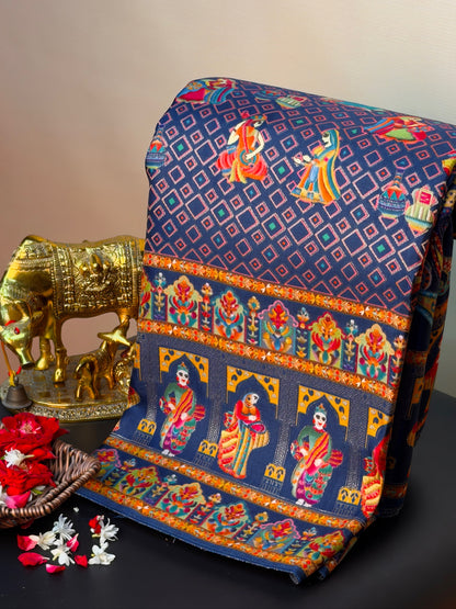 UTSAV BANARAS 475: Lavender Butter Silk Saree with Heritage Position Print &amp; Contrast Blouse