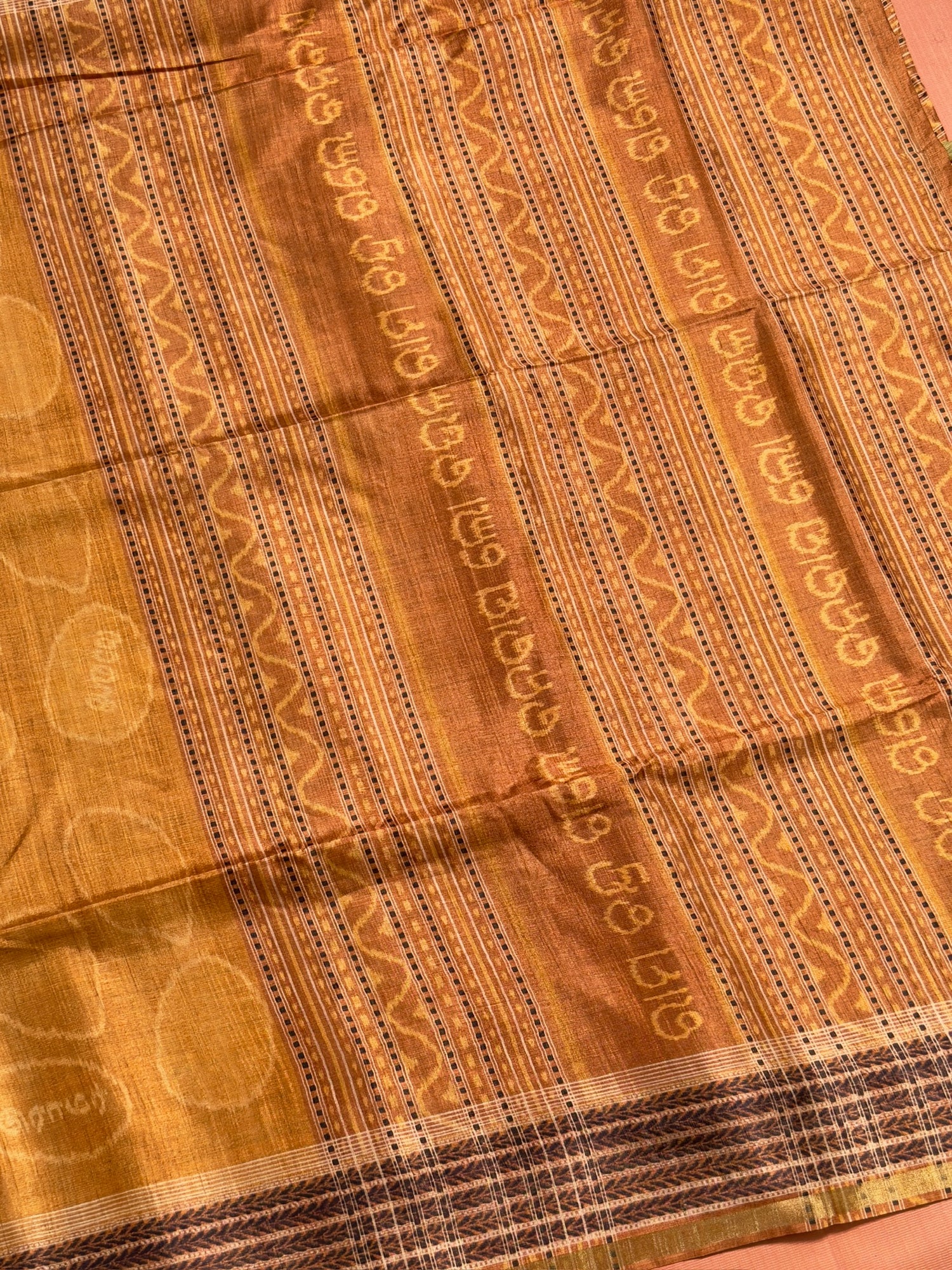 UTSAV BANARAS 480: Rust Orange Ram Sila Tussar Silk Saree – Sacred Bandha Ikat Masterpiece Inspired by Nita M. Ambani