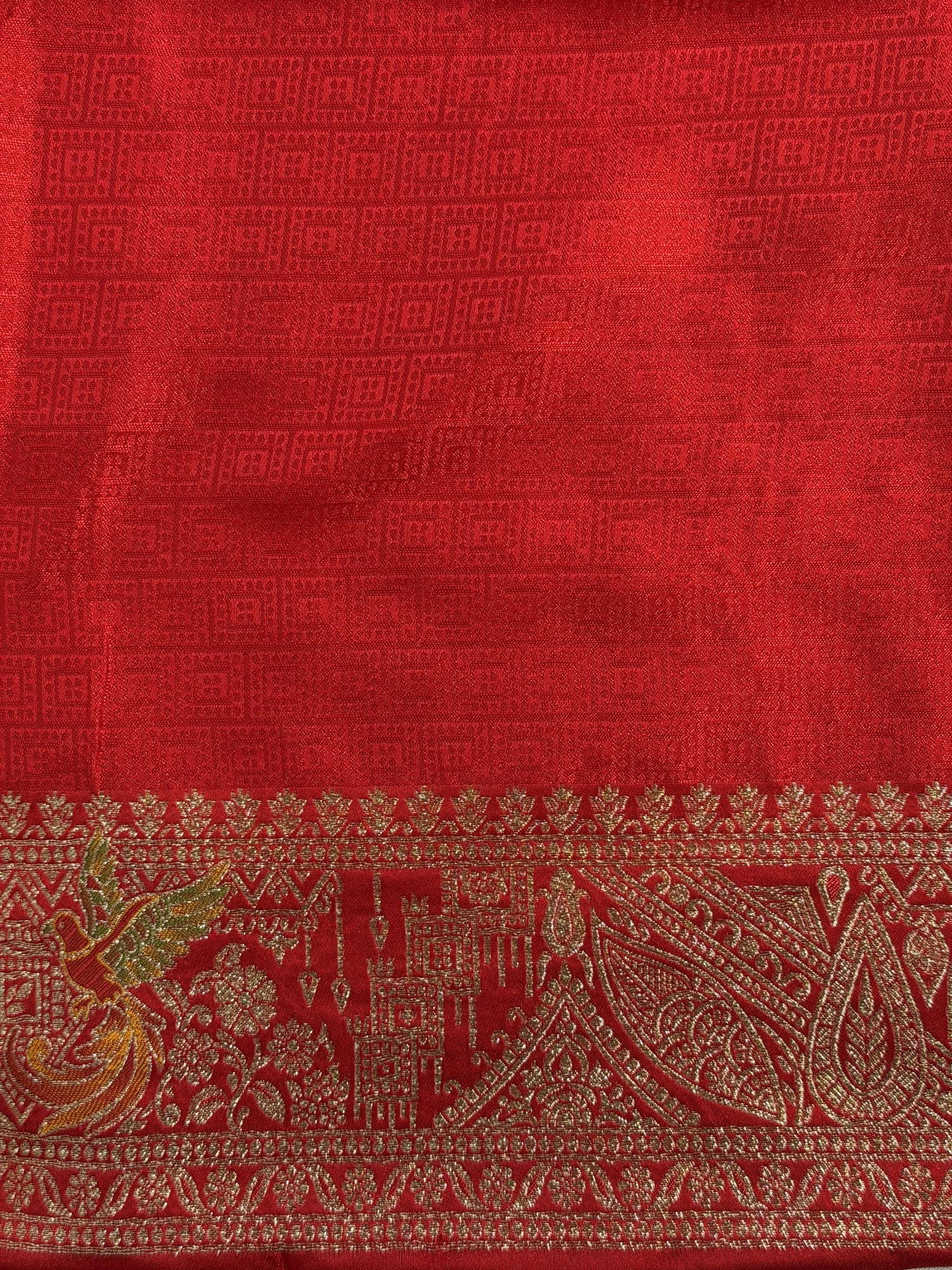 UTSAV BANARAS 421: Creamy White Satin Mashru Valkalam Saree with Meenakari Floral Border &amp; Matching Dupatta