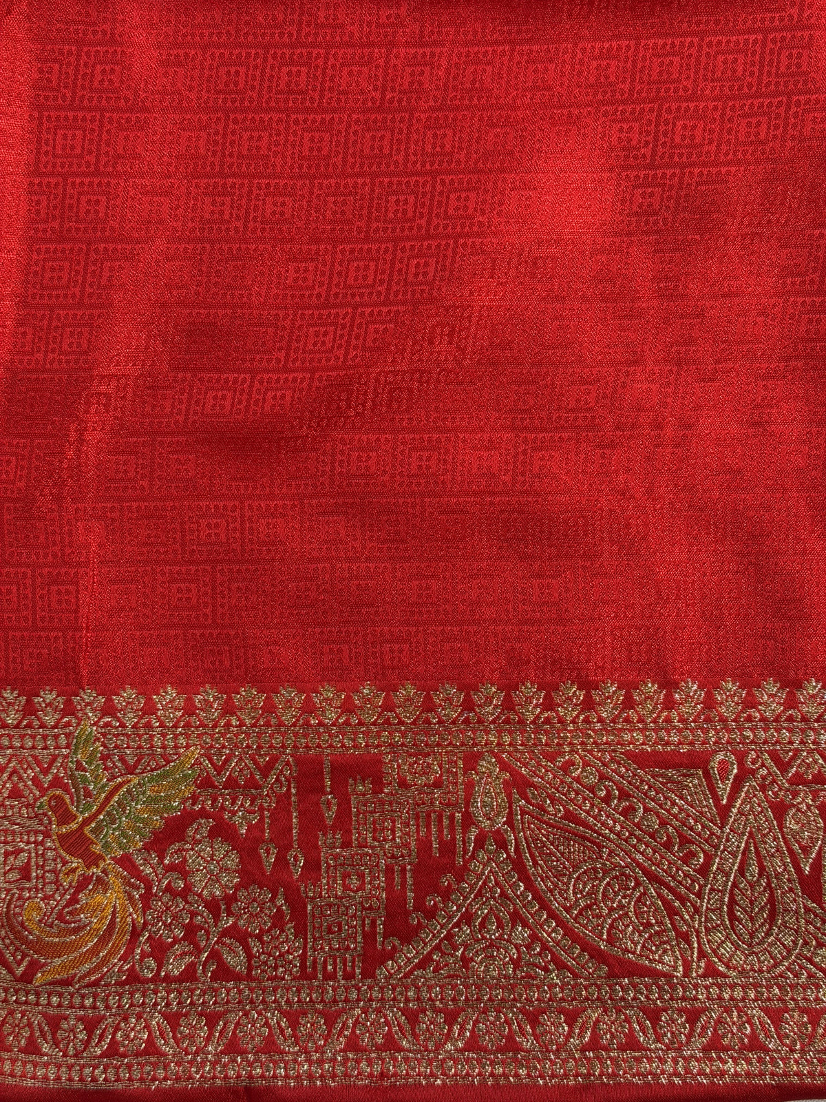 UTSAV BANARAS 421: Creamy White Satin Mashru Valkalam Saree with Meenakari Floral Border &amp; Matching Dupatta