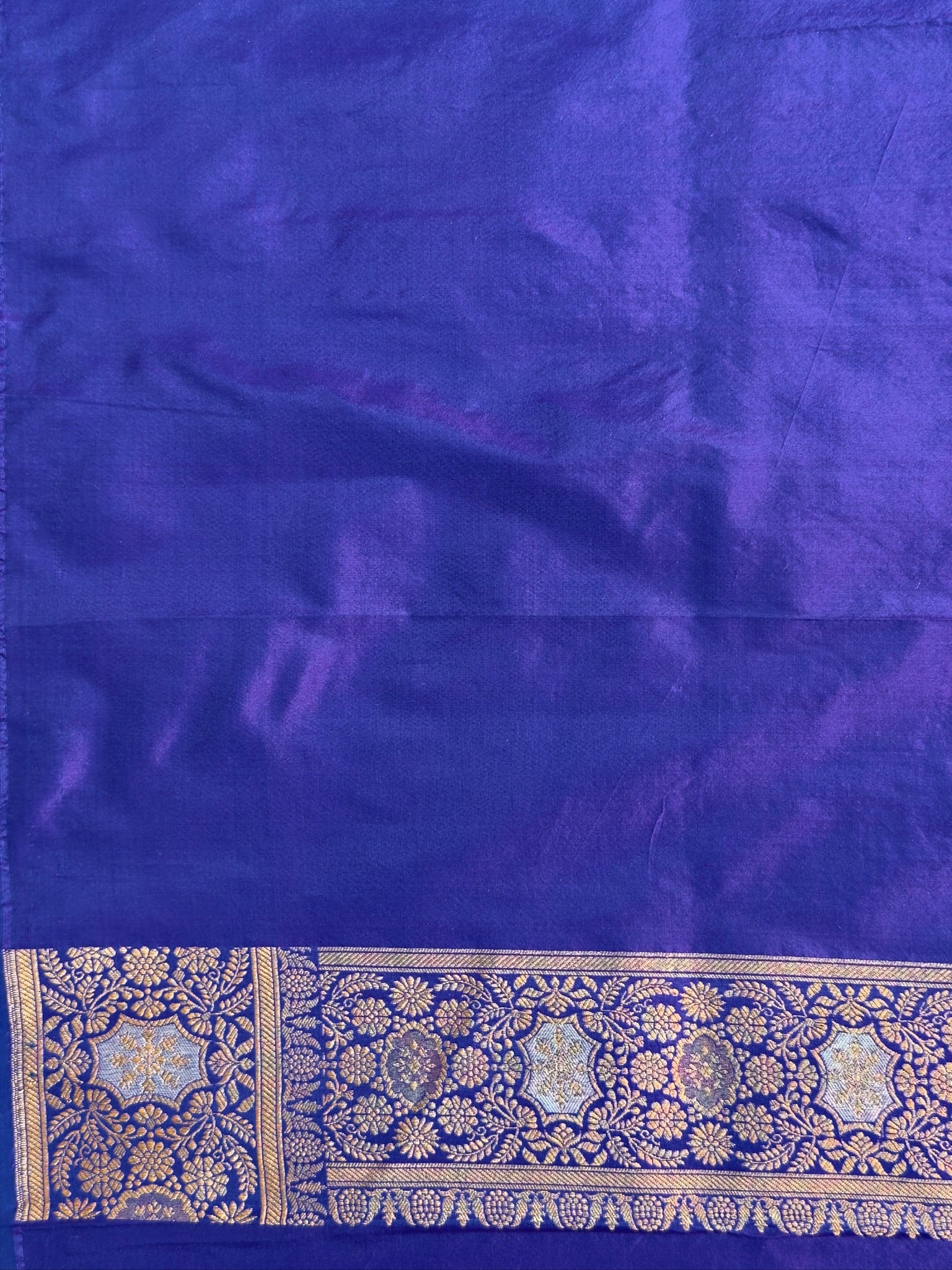 VIRASAT 441: Persian Blue Pure Katan Silk Alfi Saree with Sona Rupa Zari Floral Jaal &amp; Zari Border | Silk Mark Certified