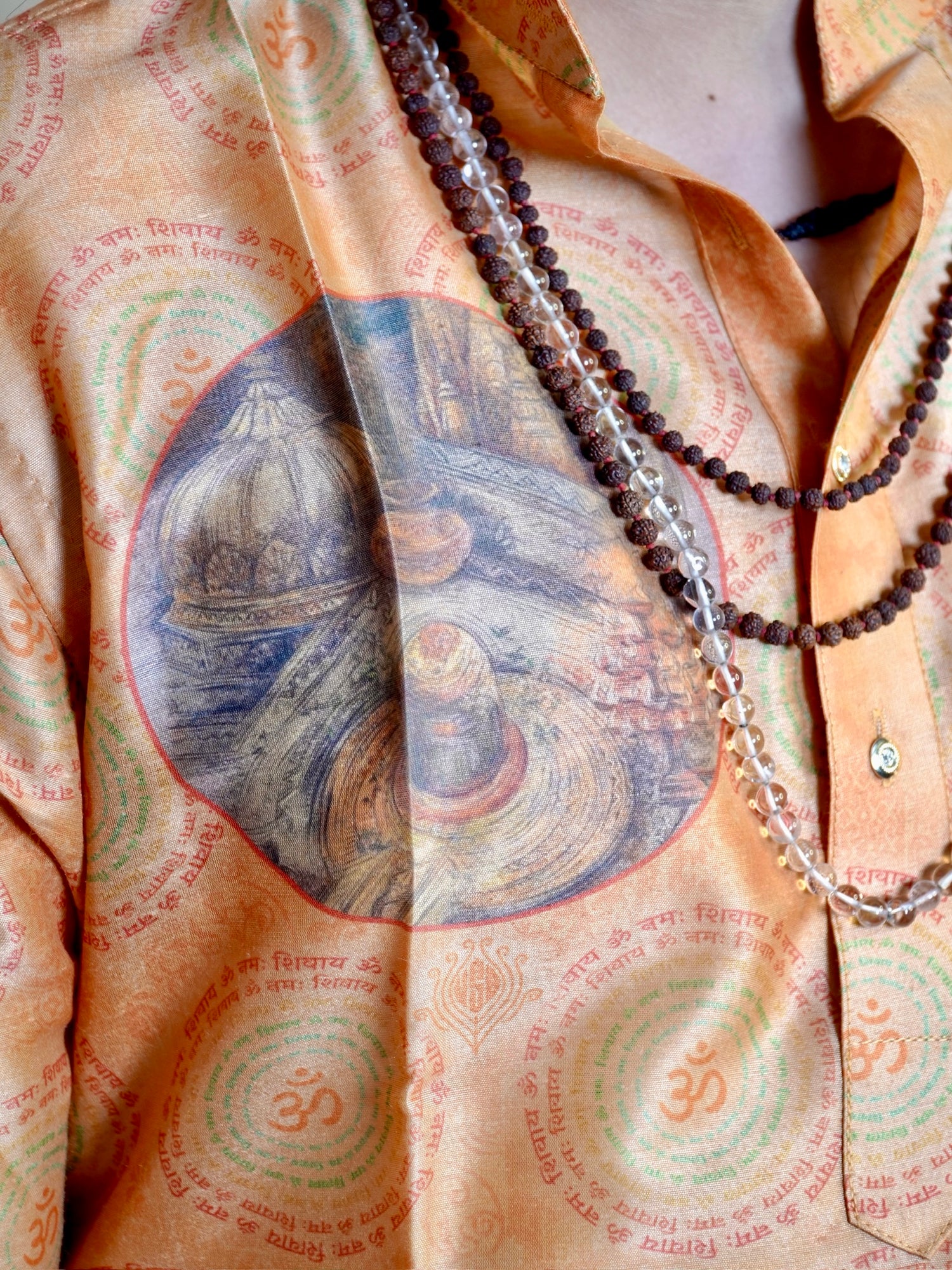 M.J.A 29: Om Namah Shivay Rust Orange Modal Silk Kurta