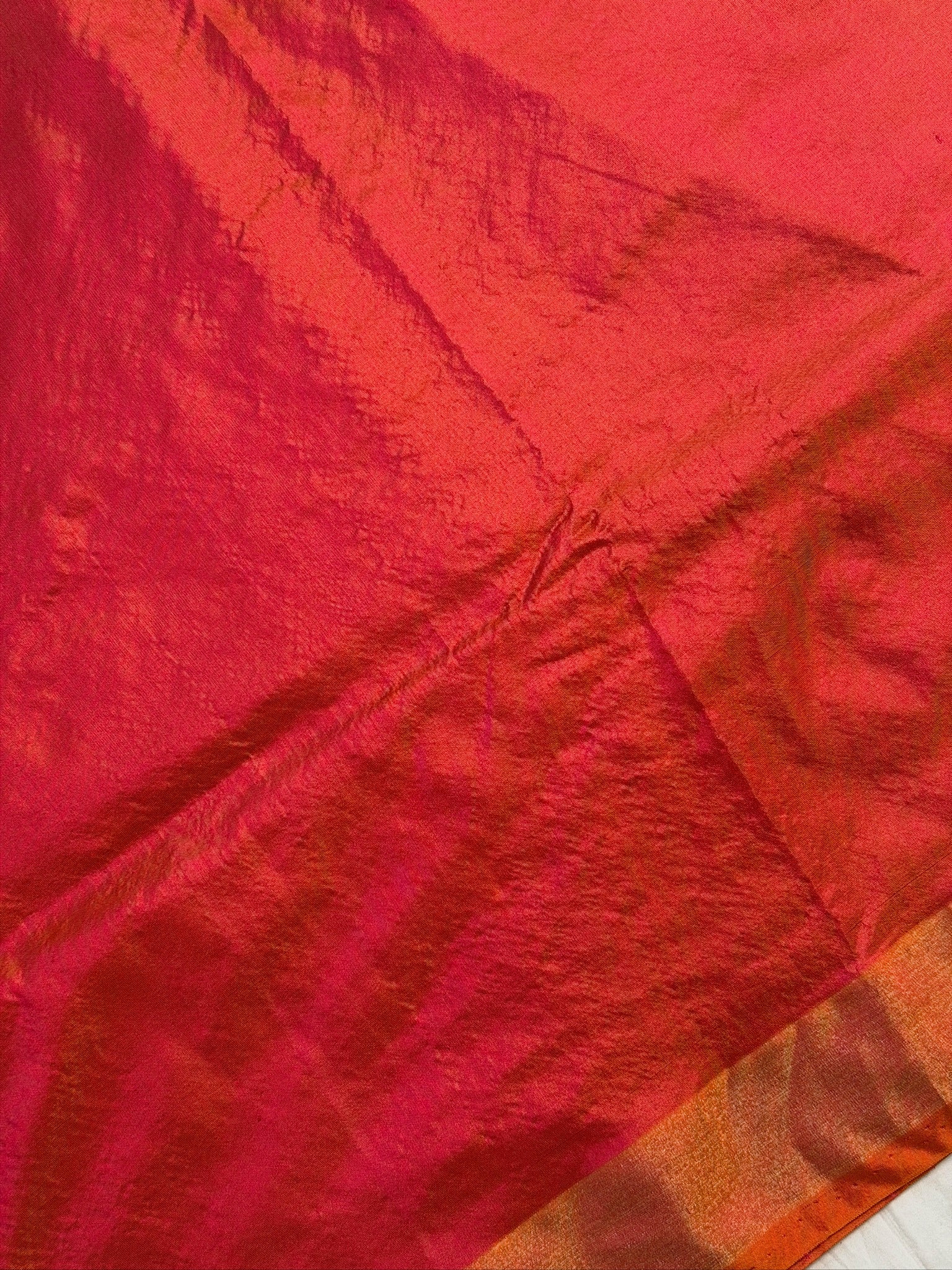 VIRASAT 440: Tropical Peach Pure Handloom Katan Silk Saree | Mor Pankh Pallu | Sona Rupa Dual Tone