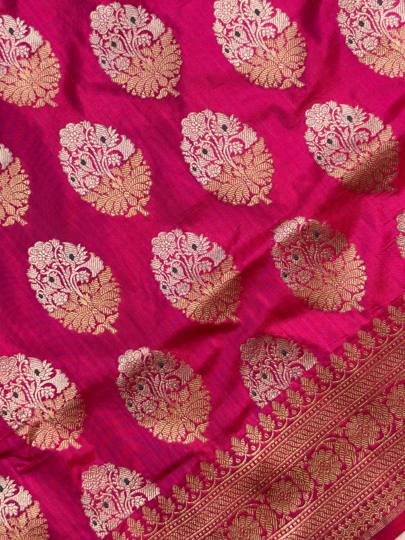 VIRASAT 202A: Hot Pink Pure Handloom Katan Silk Kadwa Meenakari Banarasi Saree | Silk Mark Certified