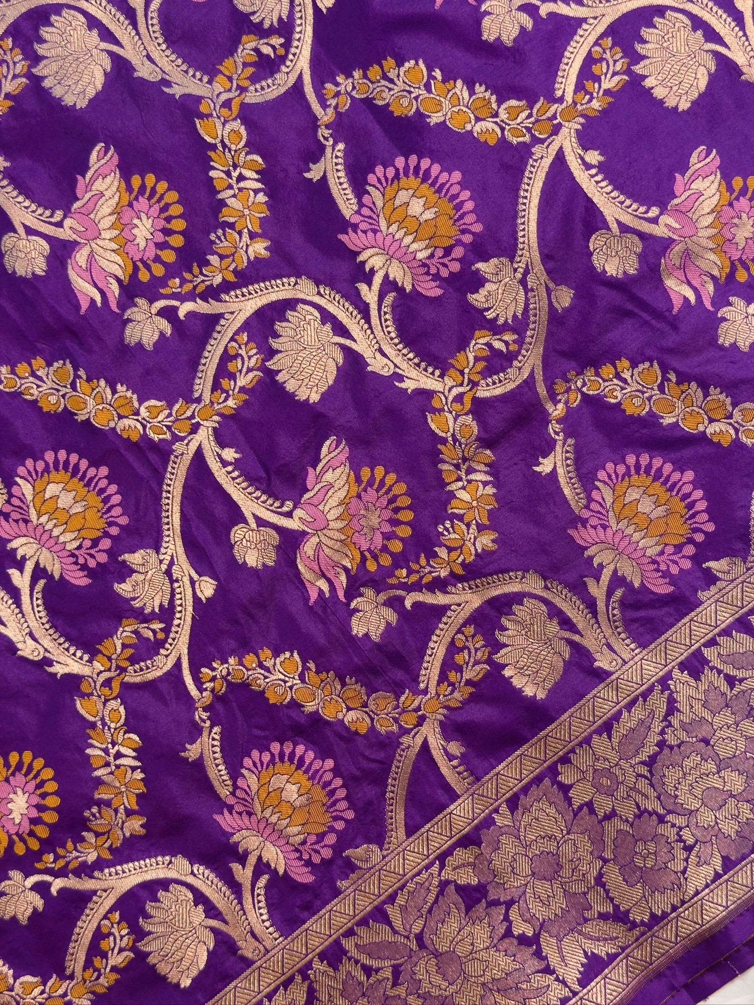VIRASAT 426: Pure Handloom Kadwa Katan Silk Saree – Royal Purple | Silk Mark Certified | Celebrity Choice