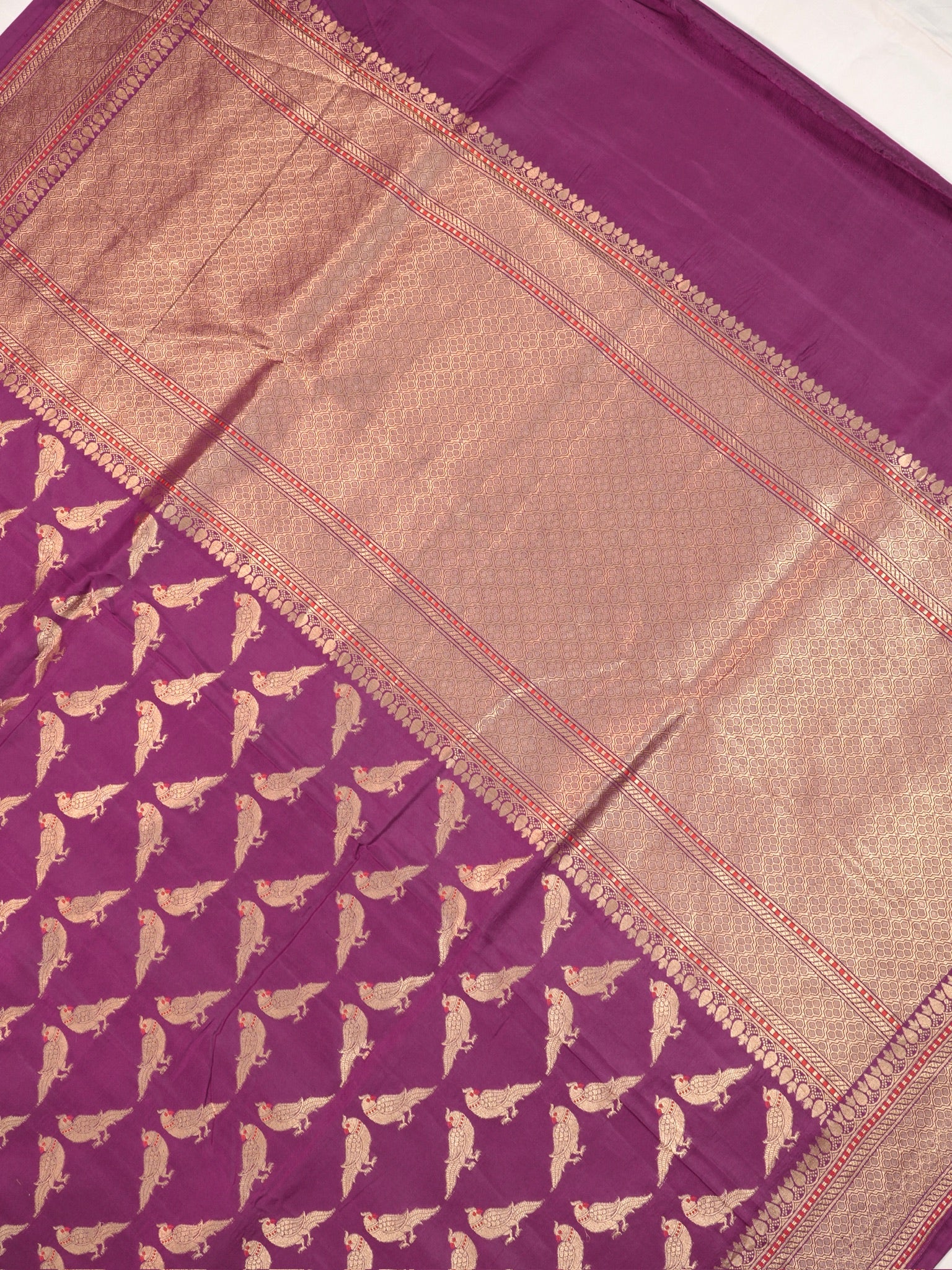 Founder Choice 060C: Beautiful Purple Pure Handloom Kadwa Silk Meenakari Parrot Saree &amp; Silk Mark