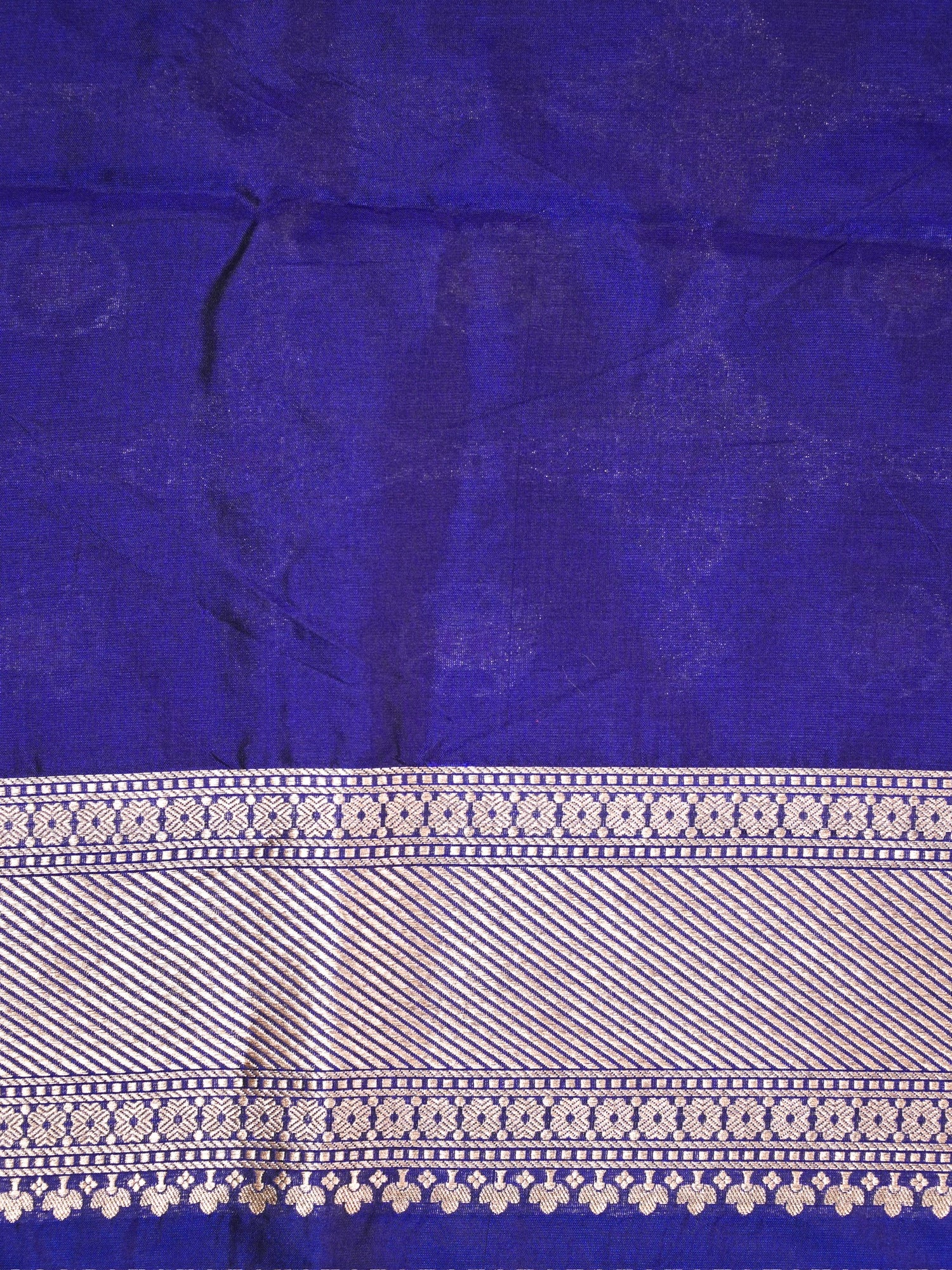 VIRASAT 409A: Royal Blue Handloom Katan Silk Kadwa Circle Jaal &amp; Meenakari Small Buti All Over Saree With Zari Border Pallu (Silk Mark Certified)
