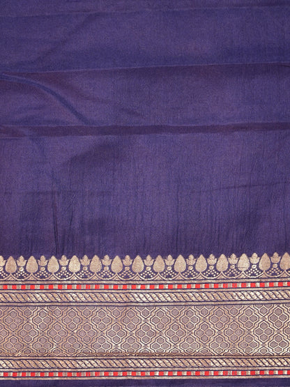 Founder Choice 060A: Navy Blue Pure Handloom Kadwa Silk Meenakari Parrot Saree &amp; Silk Mark