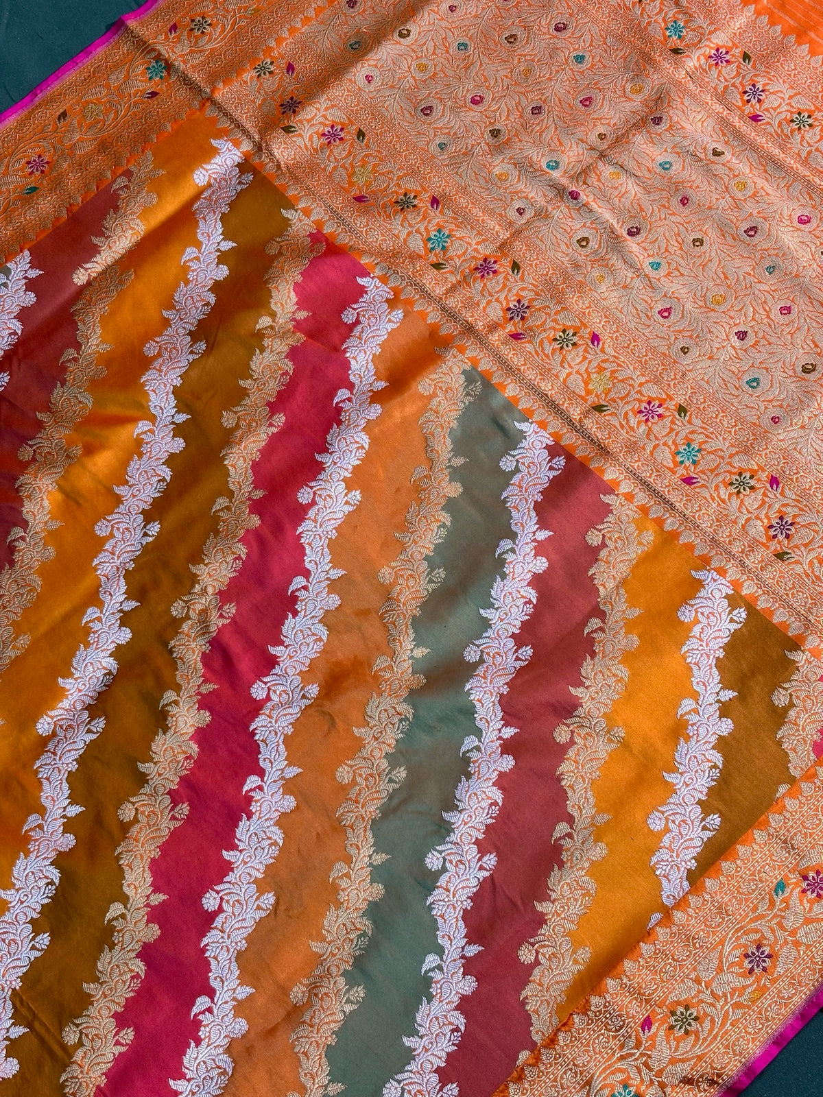 Founder Choice 062: Premium Rangkat Pure Katan Silk Saree with Sona Rupa Zari &amp; Meenakari Work | Silk Mark Certified