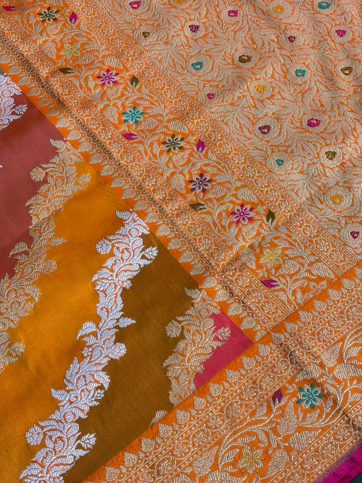 Founder Choice 062: Premium Rangkat Pure Katan Silk Saree with Sona Rupa Zari &amp; Meenakari Work | Silk Mark Certified