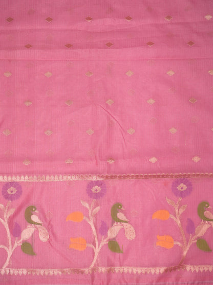 MANSI 181: Bright Green &amp; Pastel Pink Kota Silk Suit Set with Elegant Woven Dupatta