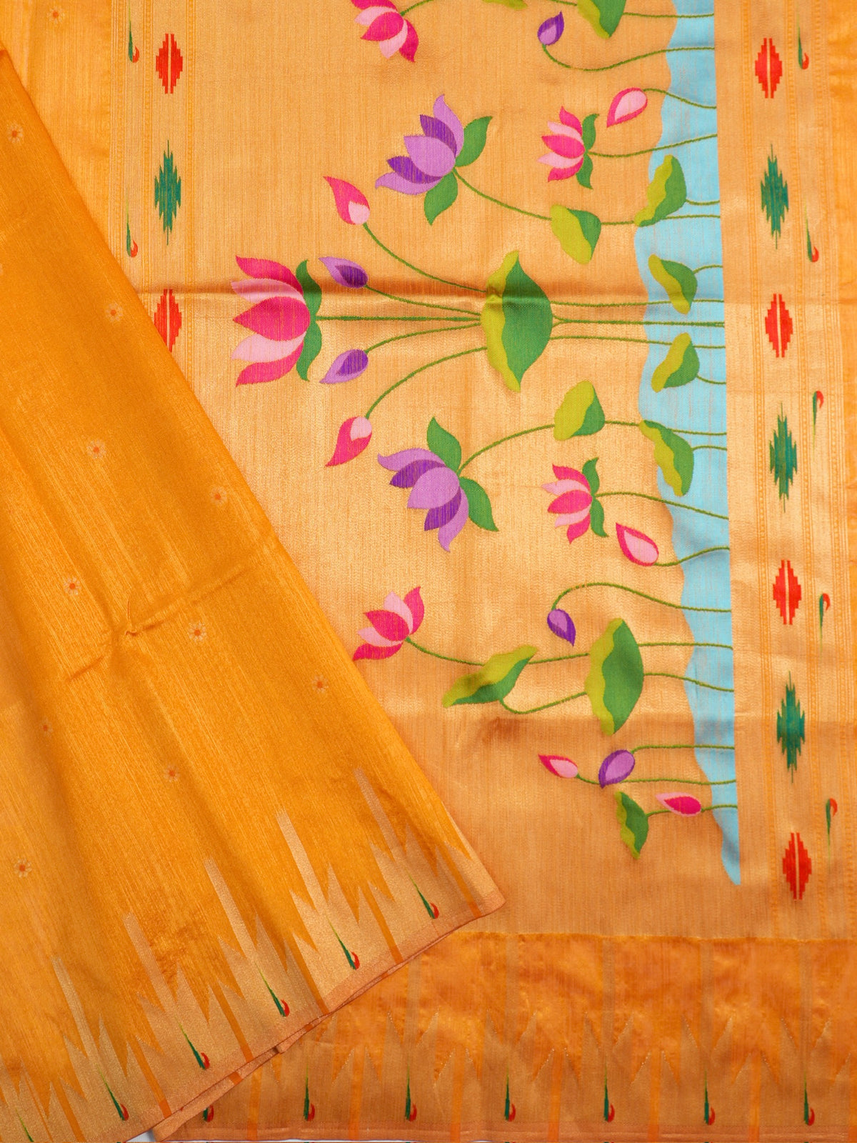 Utsav Banaras 322 Beautiful Yellow Raw Silk Saree with Zari Meenakari Palla &amp; Border