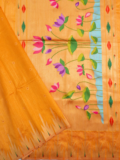 Utsav Banaras 322 Beautiful Yellow Raw Silk Saree with Zari Meenakari Palla &amp; Border