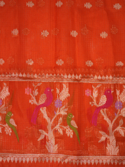 MANSI 180: Lemon Yellow &amp; Orange Kota Silk Suit Set | Lightweight Soft Fabric with Traditional Woven Motifs