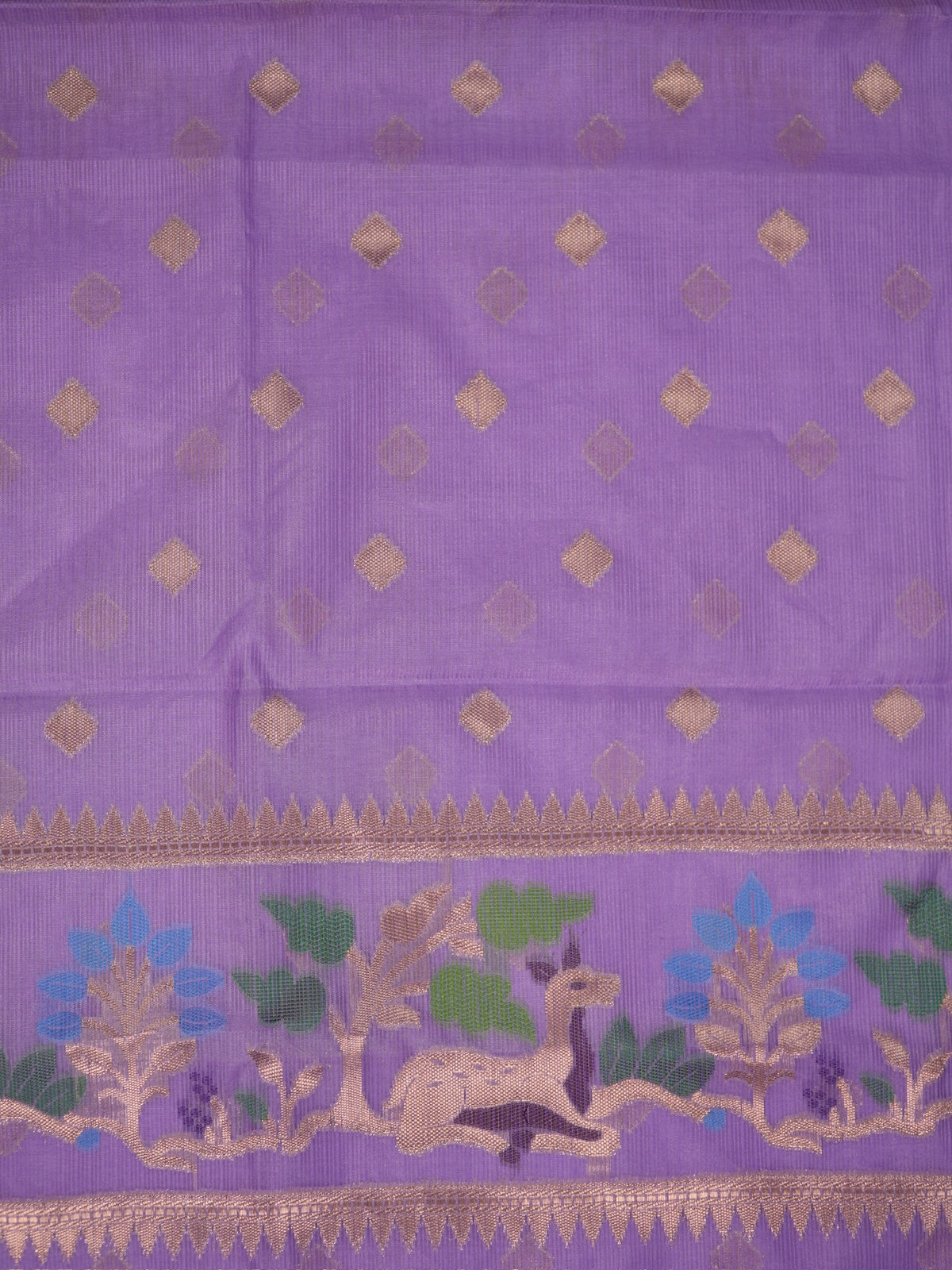 MANSI 179: Deep Red &amp; Lavender Kota Silk Suit Set with Elegant Floral and Bird Motifs