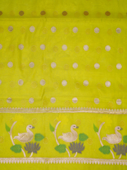MANSI 182: Bright Green Kota Silk Suit Set with Hot Pink Dupatta &amp; Bottom