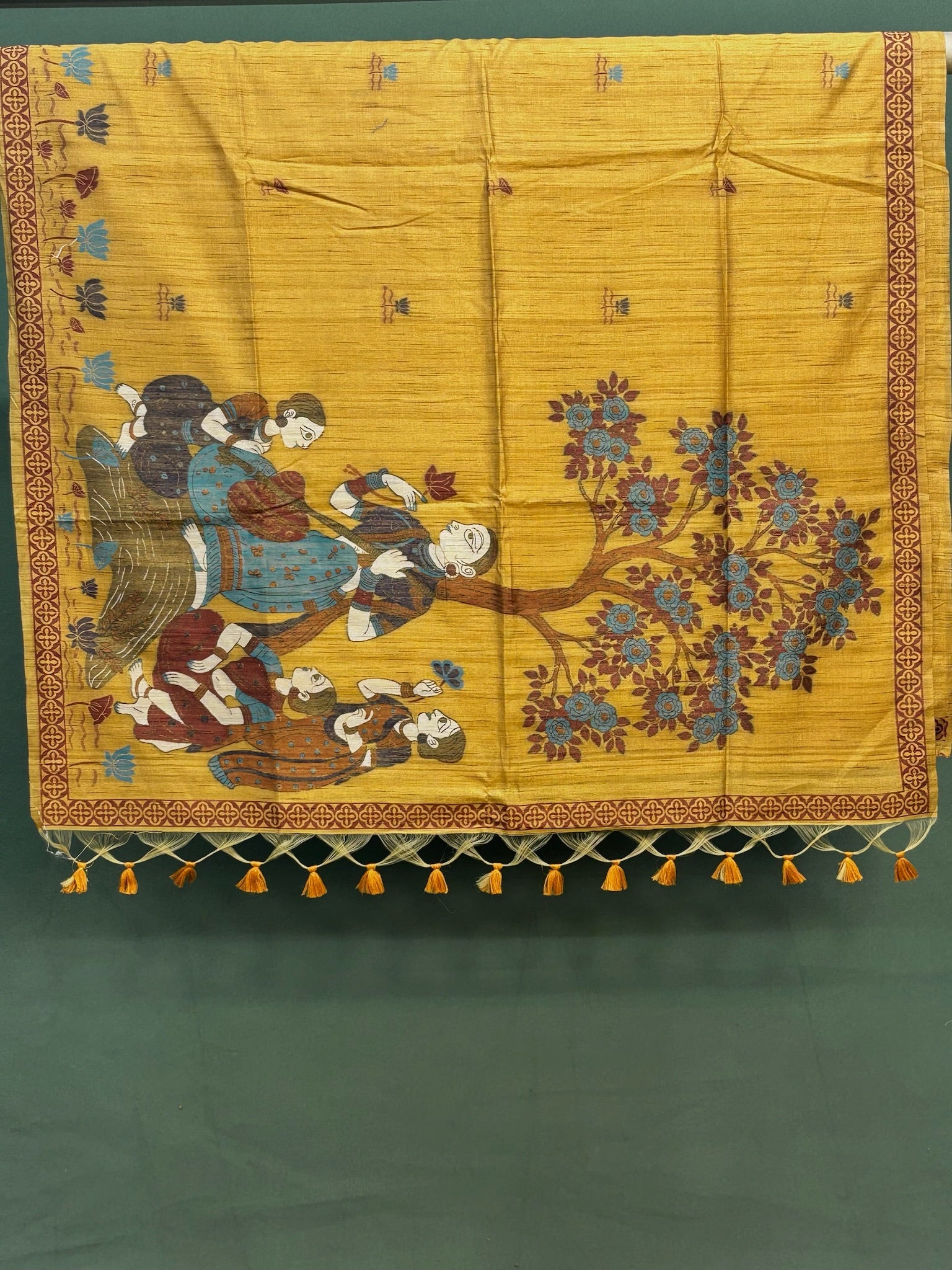 Utsav Banaras 378: Mustard Yellow Handwoven Jamdani Saree with Artistic Pichwai-Inspired Motifs