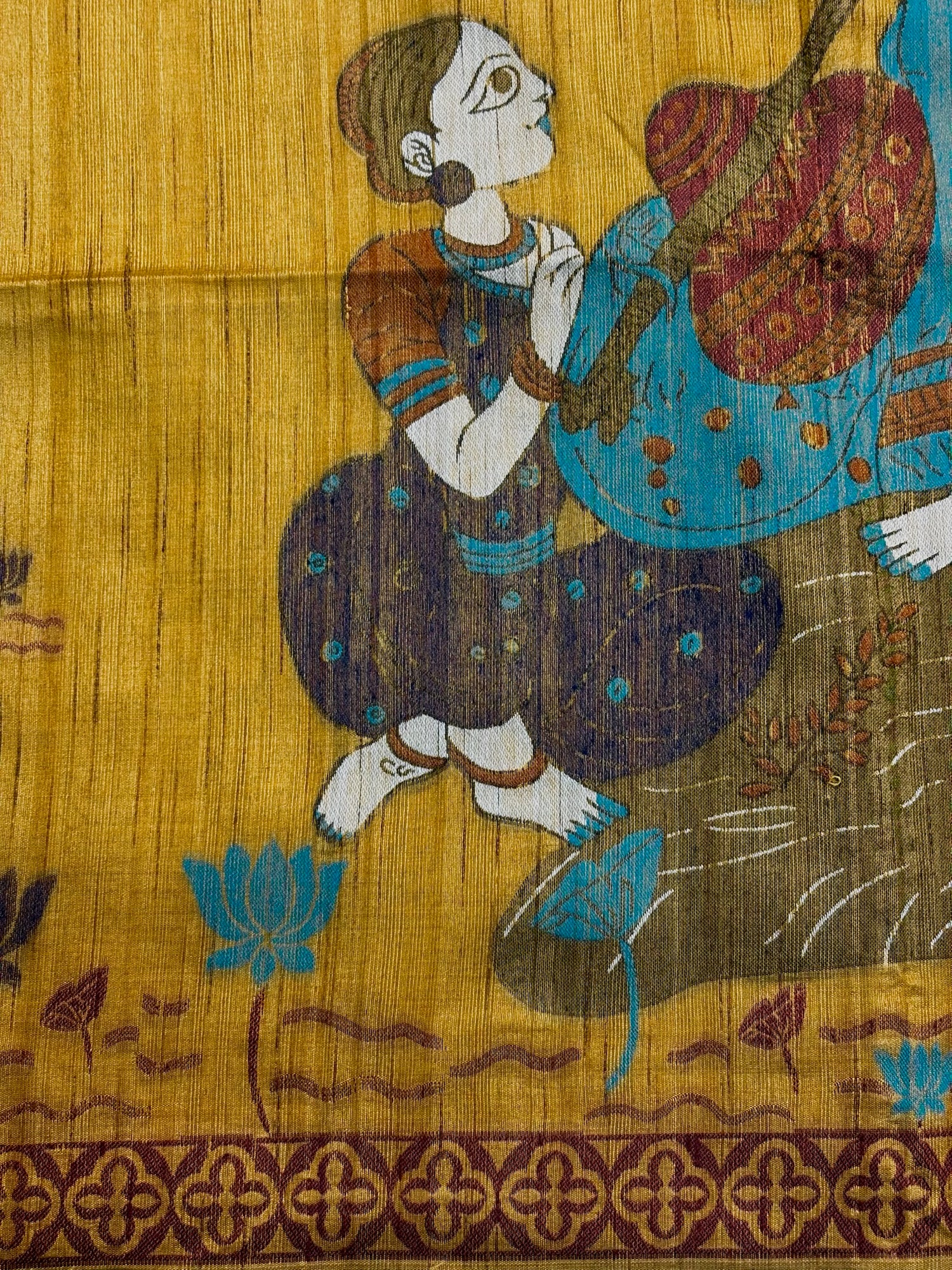 Utsav Banaras 378: Mustard Yellow Handwoven Jamdani Saree with Artistic Pichwai-Inspired Motifs
