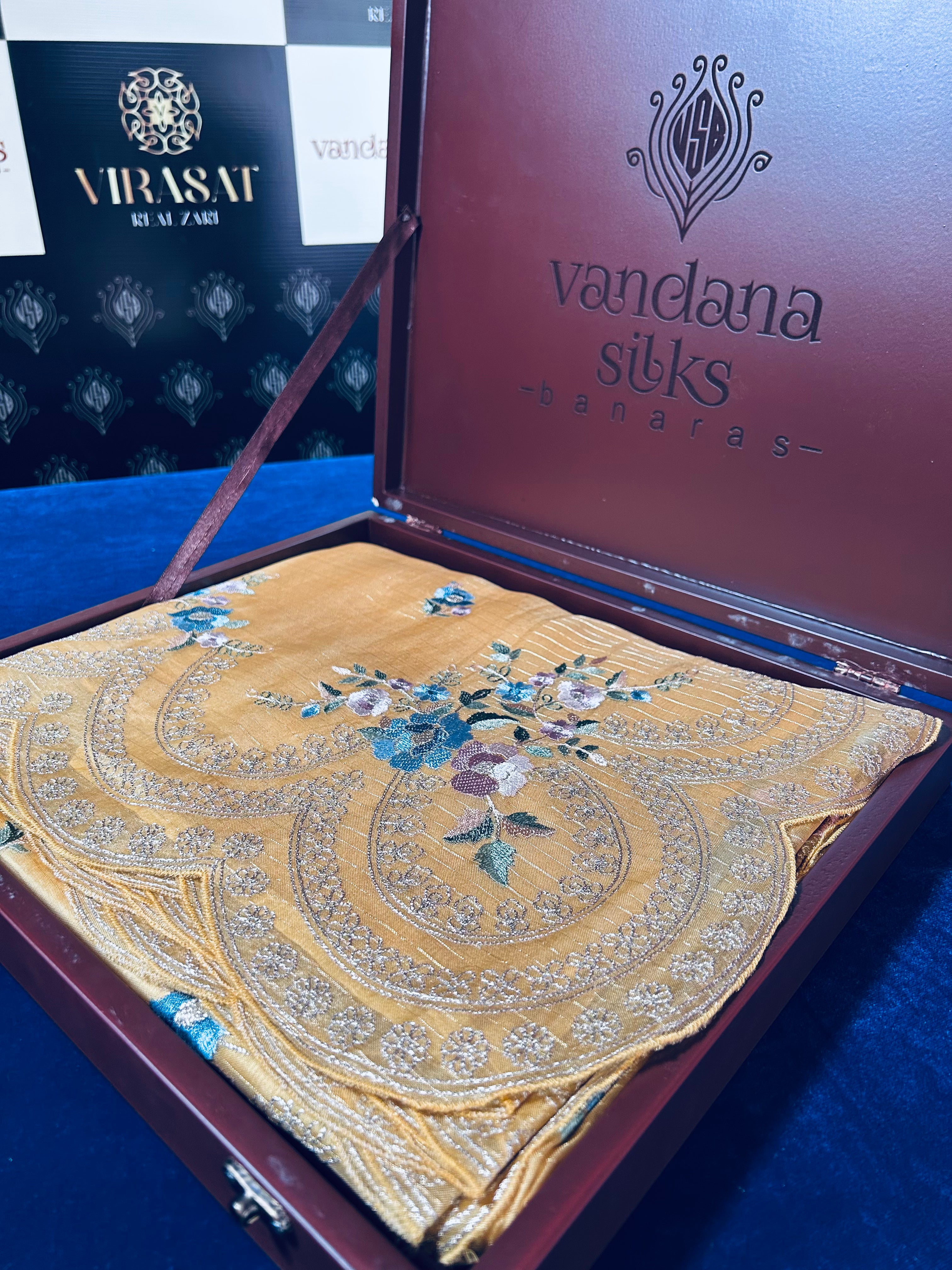 VIRASAT 323: Handwoven Pure Kora Silk Saree with British Colony Silk Work &amp; Silver Zari Stripes