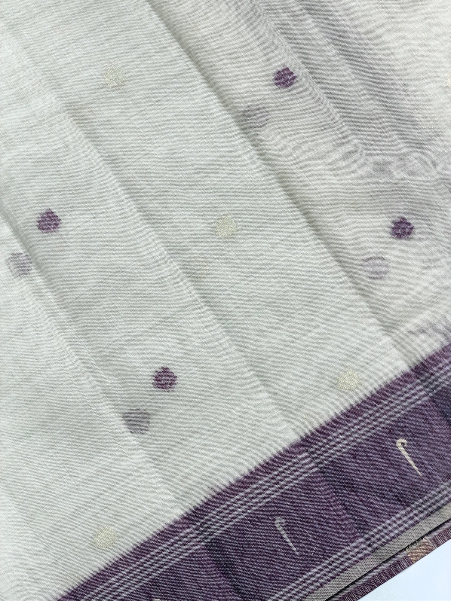 UTSAV BANARAS 465: Off White Cotton Saree with Multicolor Resham Tree of Life &amp; Bird Motif