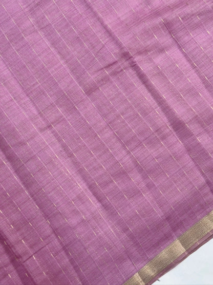 UTSAV BANARAS 463: Lavender Pink Cotton Saree with Multicolor Resham Bird &amp; Floral Work
