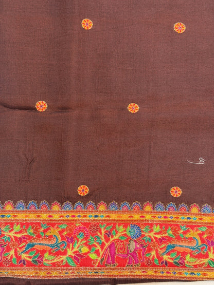 UTSAV BANARAS 479B: Champagne Butter Silk Saree with Kalamkari Position Print &amp; Contrast Blouse