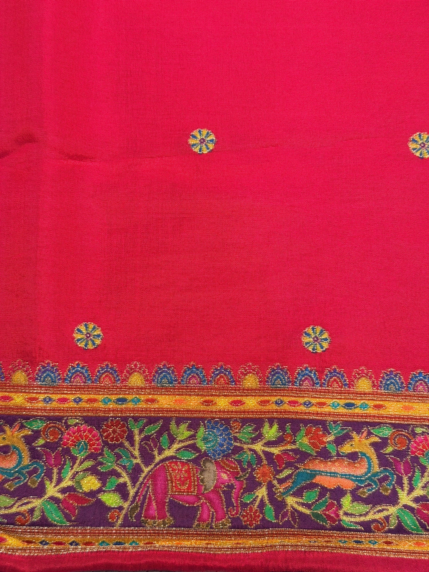 UTSAV BANARAS 479E: Deep Purple Butter Silk Saree with Kalamkari Position Print &amp; Contrast Blouse