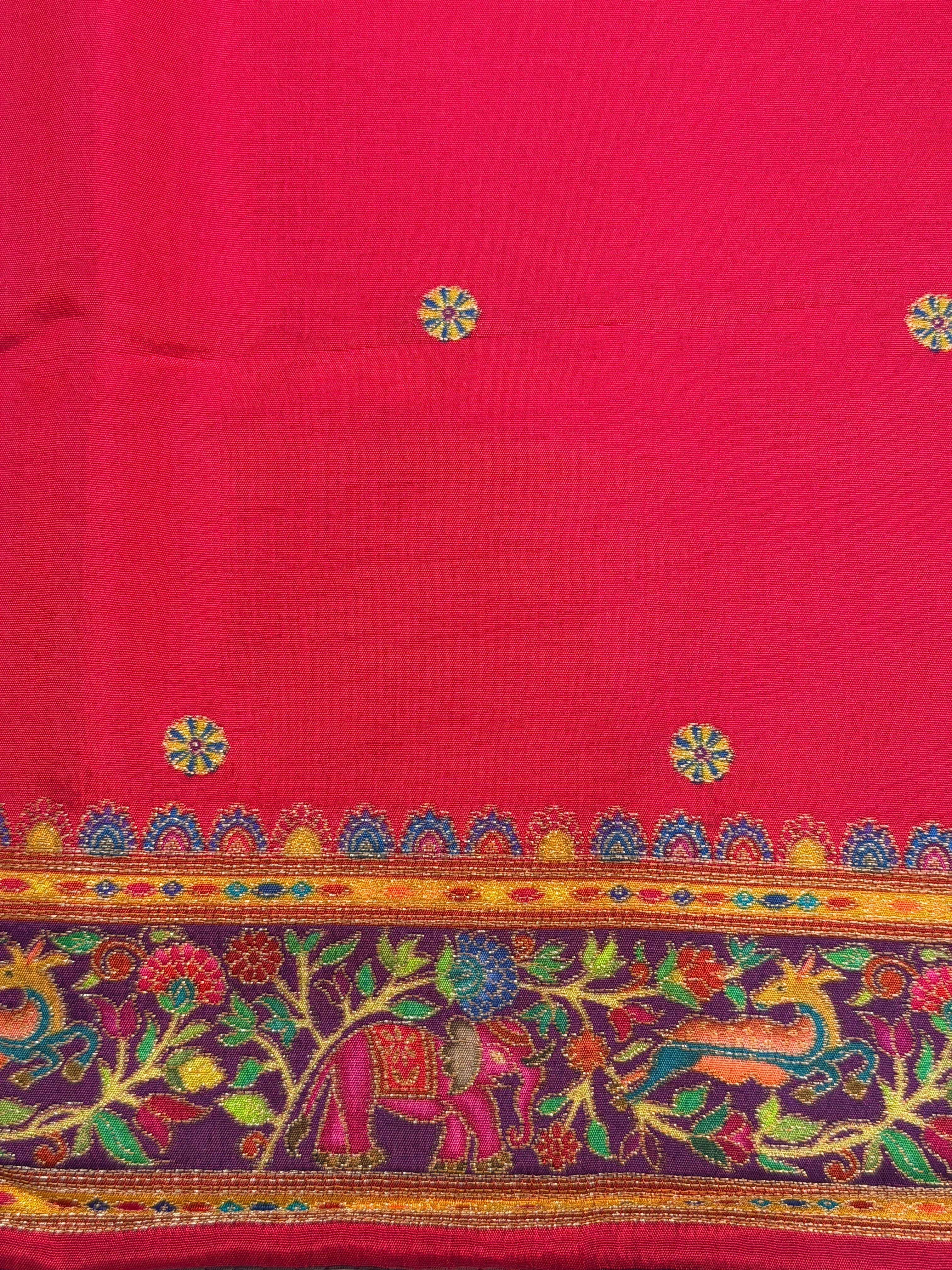 UTSAV BANARAS 479E: Deep Purple Butter Silk Saree with Kalamkari Position Print &amp; Contrast Blouse