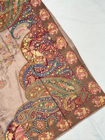 UTSAV BANARAS 476B: Earthy Pink Butter Silk Saree with Royal Paisley Position Print &amp; Contrast Blouse