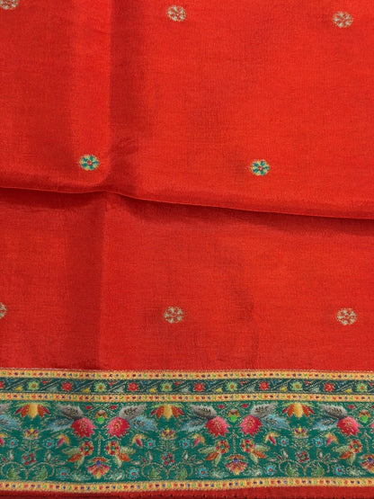 UTSAV BANARAS 478G: Jet Black Butter Silk Saree with Royal Paisley Position Print &amp; Contrast Blouse