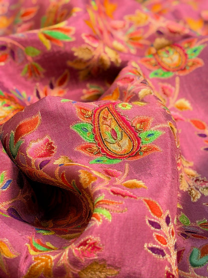 UTSAV BANARAS 478: Purple Mauve Butter Silk Saree with Royal Paisley Position Print &amp; Contrast Blouse