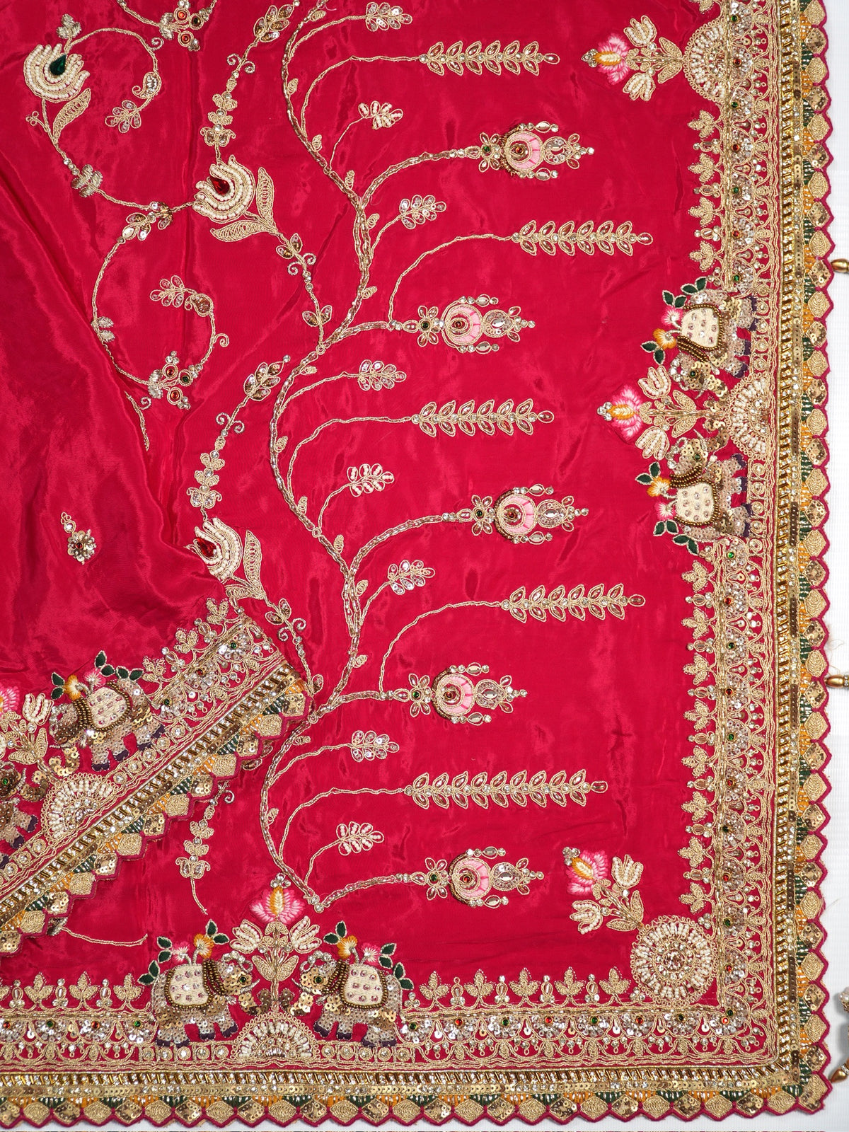 Karwa Chauth Special – Dark Fuchsia Pink Georgette Crepe Silk Saree