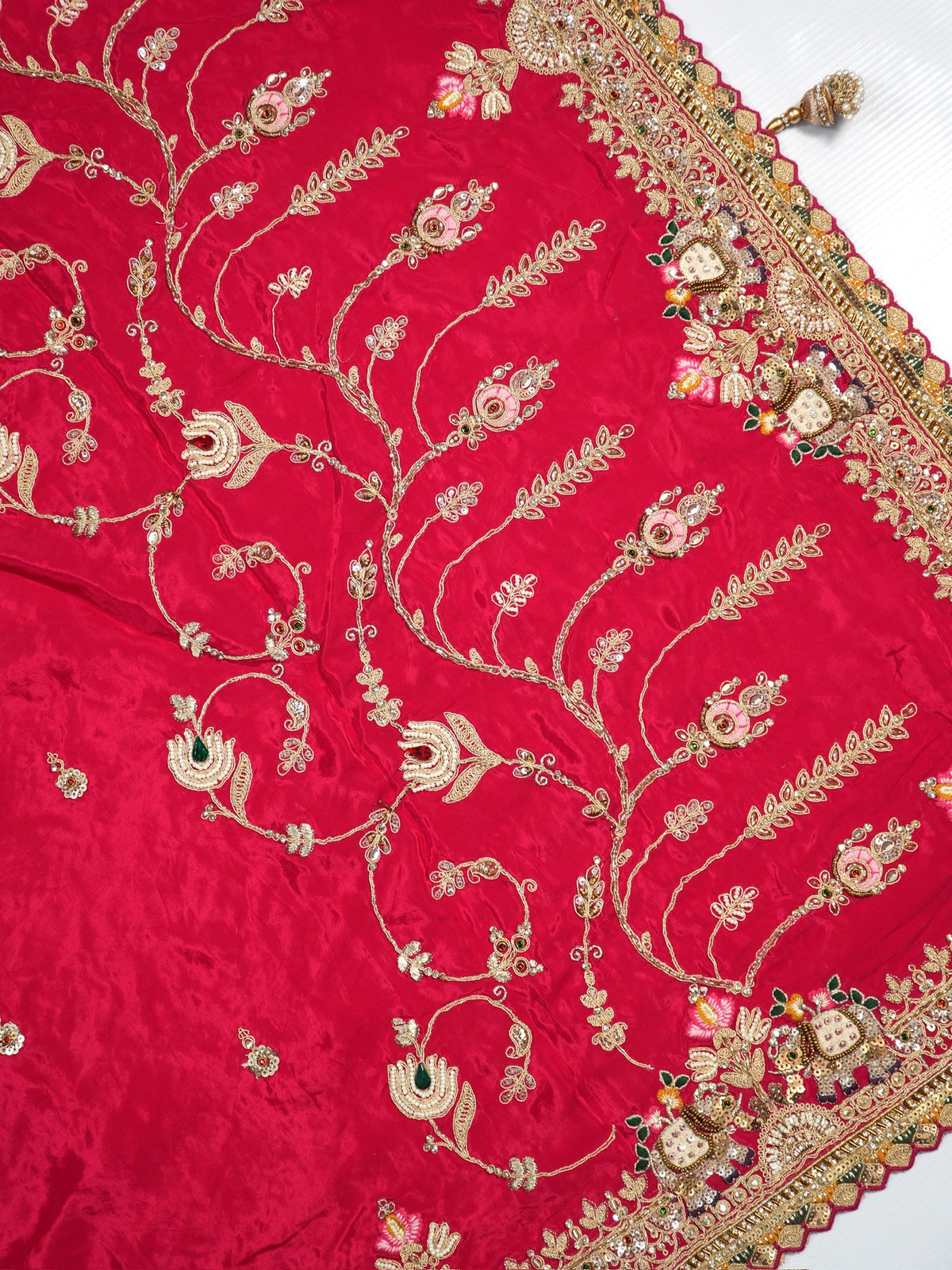 Karwa Chauth Special – Dark Fuchsia Pink Georgette Crepe Silk Saree