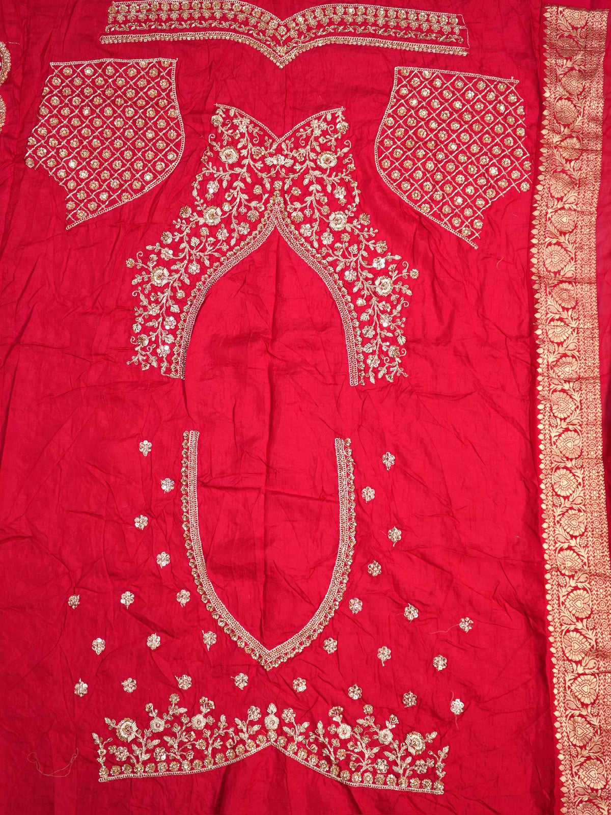 Karwa Chauth Special – Pinkish Red Bandhani Gajji Silk Saree