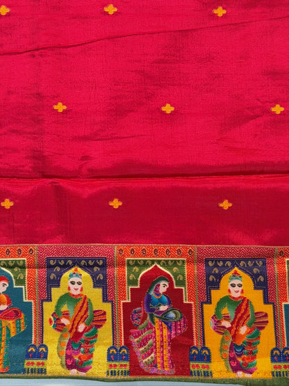 UTSAV BANARAS 475I: Pista Green Butter Silk Saree with Heritage Position Print &amp; Contrast Blouse