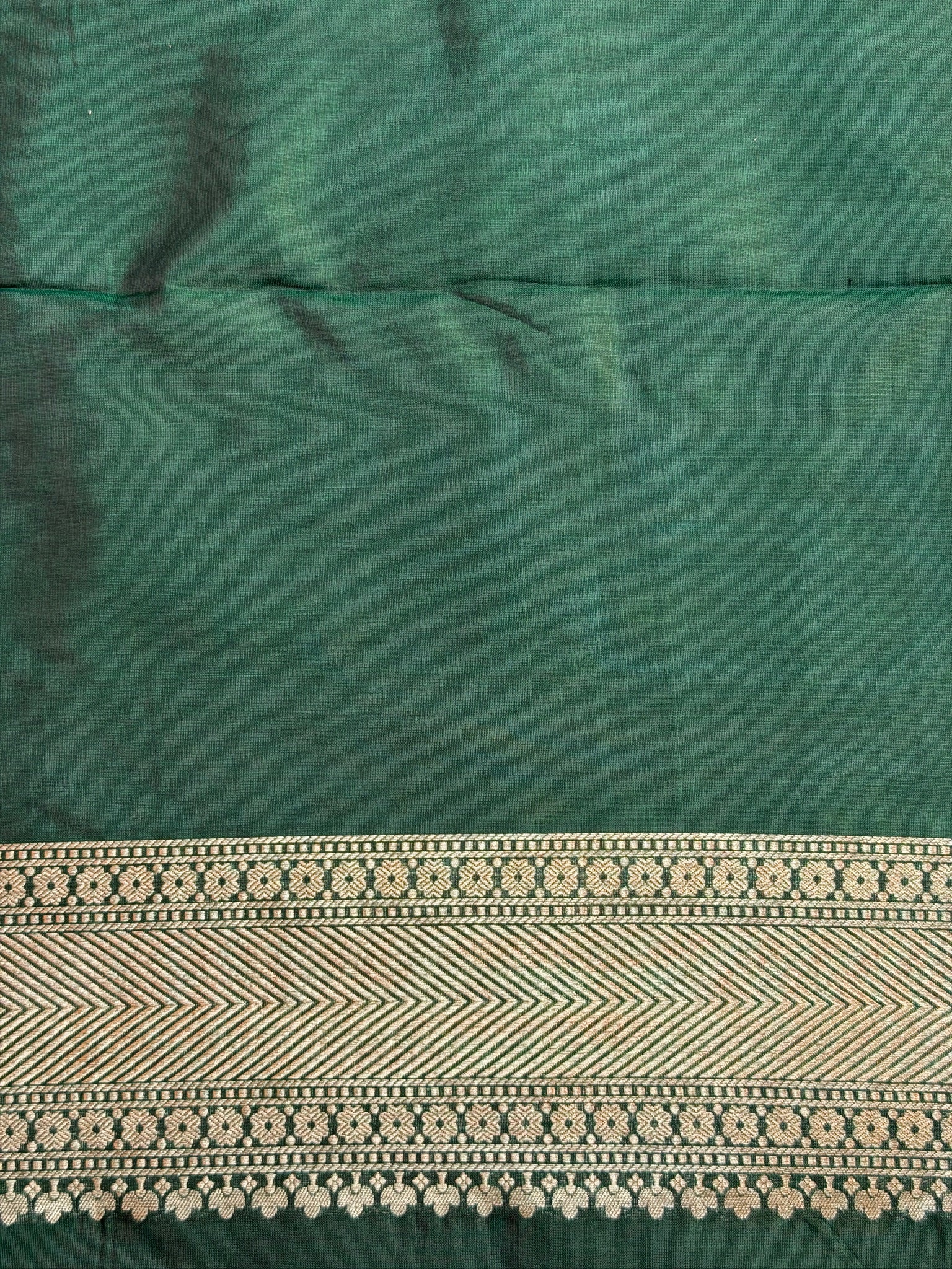 VIRASAT 427: Silk Mark Certified Green Pure Handloom Silk Saree with Kadwa Zari Weaving